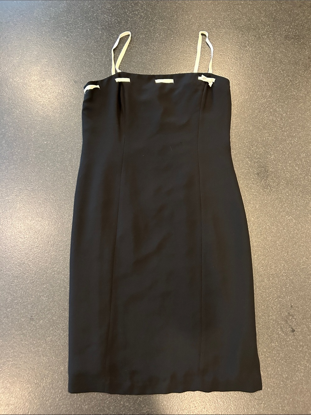 Maggy London Black Dress with Cream Straps